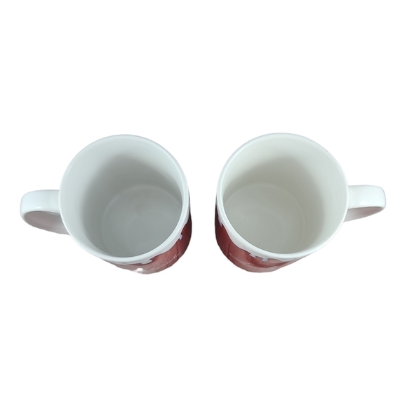 LAURA SECORD Red Ceramic Mugs Brands Unlimited Pair Set of 2 Coffee Tea Cups - Picture 2 of 7